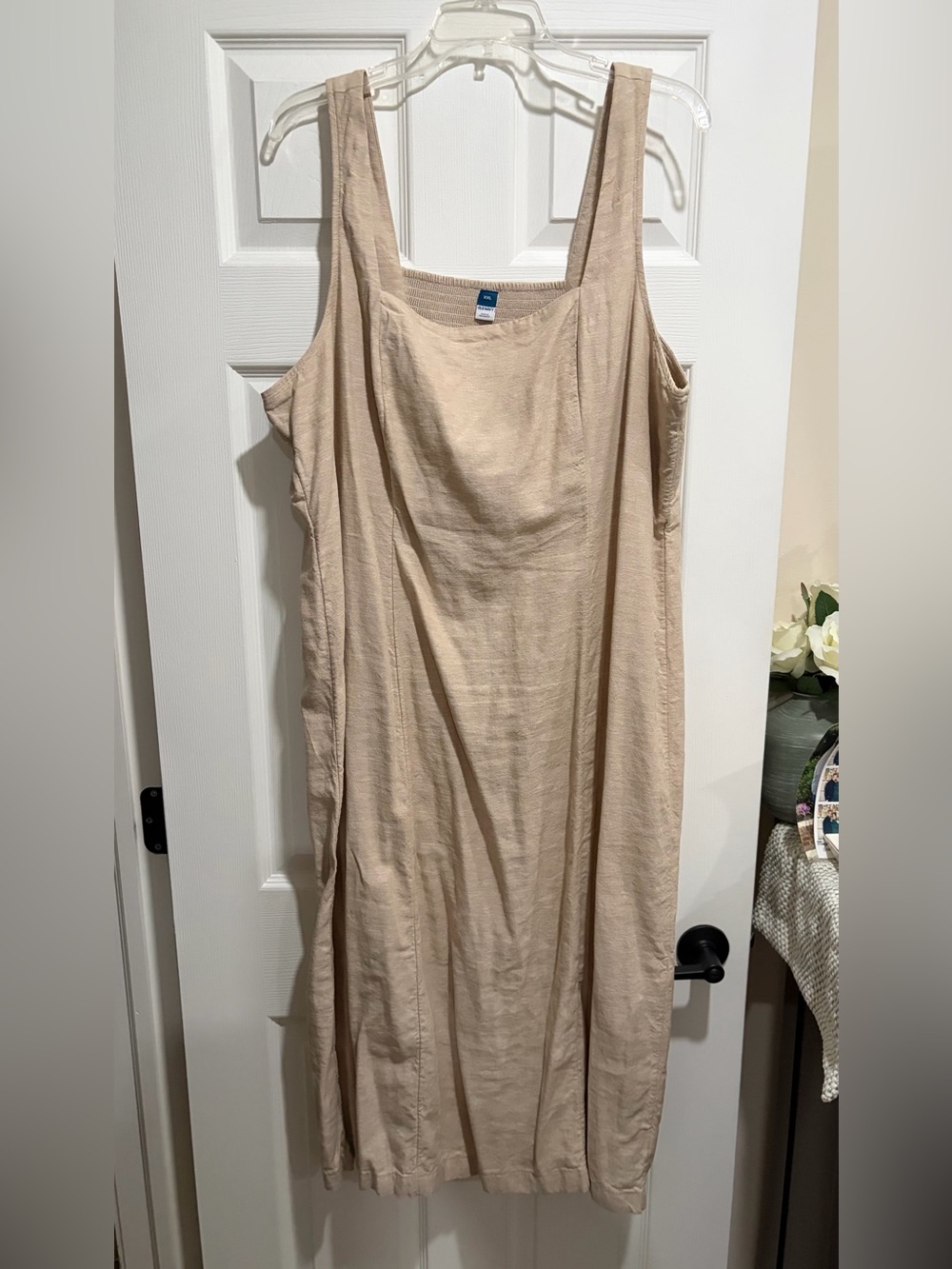Old Navy Beige linen Sleeveless Midi Dress
